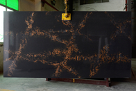 Плита искусственного кварца черноты Coutertop кухни каменная с золотой картиной