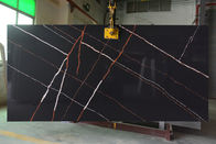 Черной плита кварца Calacatta размера 3200*1600*20mm сделанная по образцу молнией